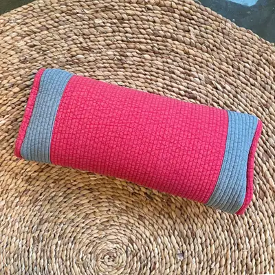 Pink Square Round Line Buckwheat Pillow | Cervical Support Nap Pillow
