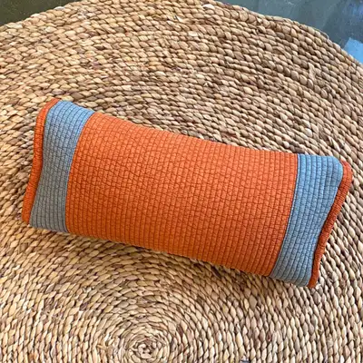 Orange Square Round Line Buckwheat Pillow | Cervical Support Pillow Nap Pillow