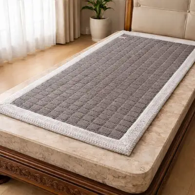 Soft Snow Flower Jade Bed Mat Gray (Winter Microfiber Pad Jade Bed Single Bed Pad)