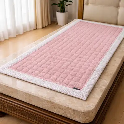 Soft Snowflake Stone Bed Mat Pink (Winter Microfiber Pad Earth Bed Single Bed Pad)