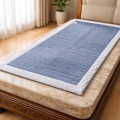 Blue Snow Crystal Stone Bed Mat - Microfiber Pad for Winter (Single Bed Pad)