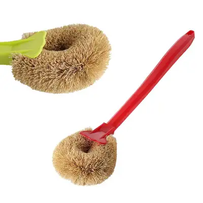 Handle Coconut Fiber Brush | Multi-Purpose Cleaning Pot Brush Natural Coconut Coir Toilet Bathroom Commercial Kitchen Dishwashing Scrub Brush