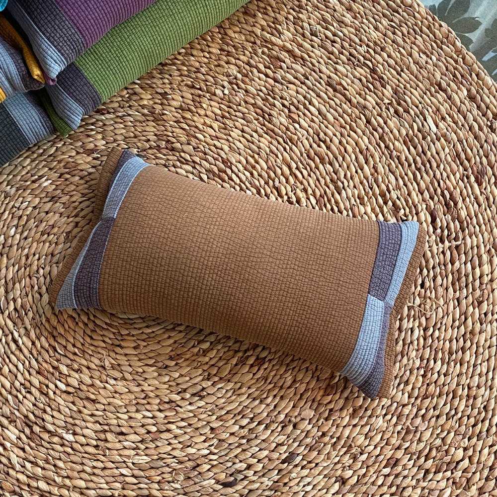 Brown Domestic Bojagi Buckwheat Pillow Square | Cervical Support Neck Pillow Nap Pillow