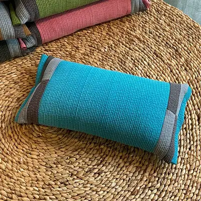 Teal Korean Jogakbo Buckwheat Pillow Square | Cervical Support Nap Pillow