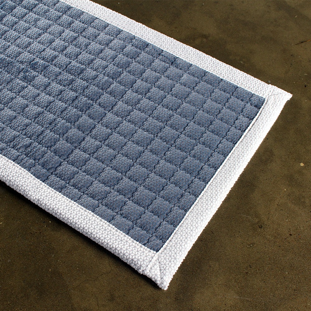 4-Section Blue Snow Flower Microfiber Sofa Mat | Pad Foot Mat Rug for 4 People