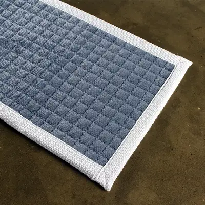 4-Section Blue Snow Flower Microfiber Sofa Mat | Pad Foot Mat Rug for 4 People