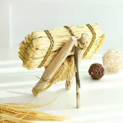 国内製作 装飾用ミニ伝統 護り札立て-藁束