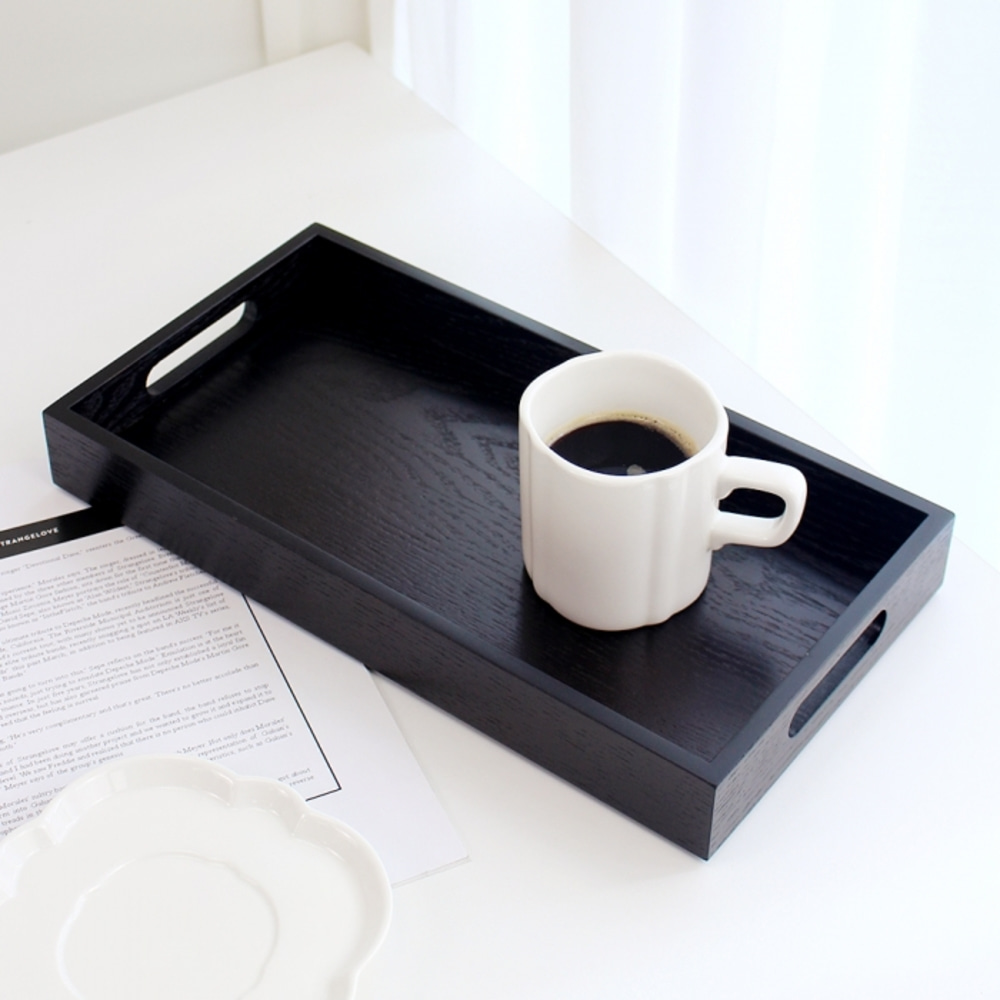 Modern Wood Wooden Handle Serving Tray 34cm