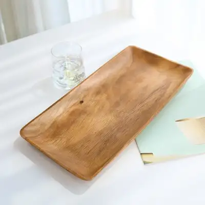 アカシア木製 ウッド長方形トレー 38cm
