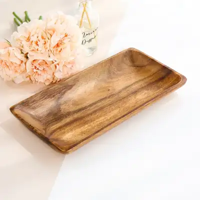 アカシア木製 ウッド長方形トレー 27cm