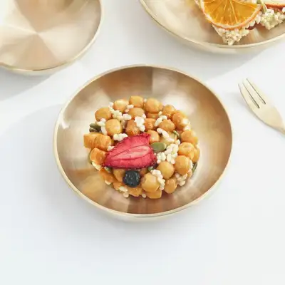 伝統黄銅製食器 丸型副菜入れ 中サイズ
