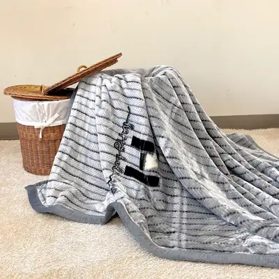Grey Thick Double-Sided Mink Blanket Herringbone | Microfiber Comforter