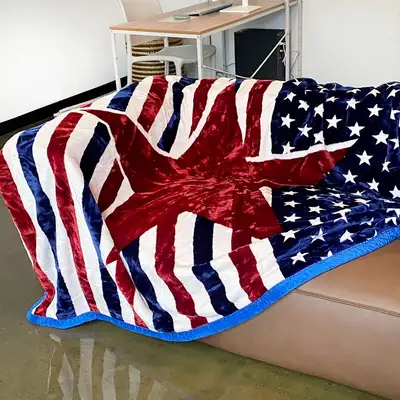 Star Spangled Banner Microfiber Mink Blanket | Office Thick Winter Quilt