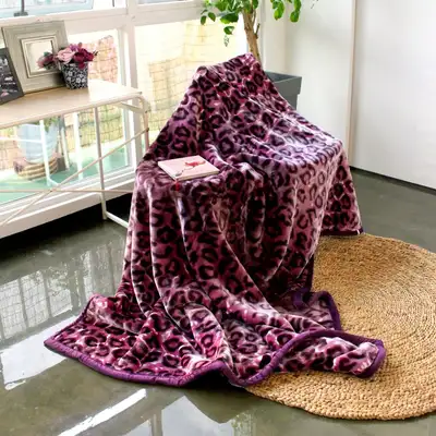 Purple Leopard Microfiber Blanket | Thick Leopard Print Mink Comforter