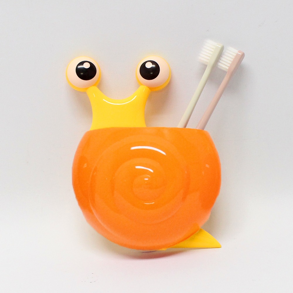 Orange Snail Toothbrush Holder | Suction Cup Bathroom Toothbrush Rack