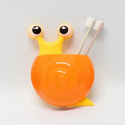 Orange Snail Toothbrush Holder | Suction Cup Bathroom Toothbrush Rack