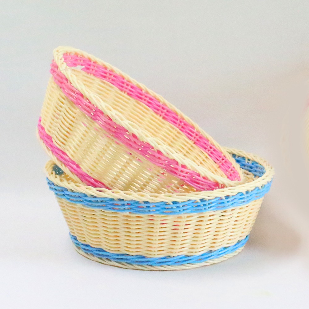 M 24cm PP Colored Round Basket | Fruit Bread Basket Halloween Props Candy
