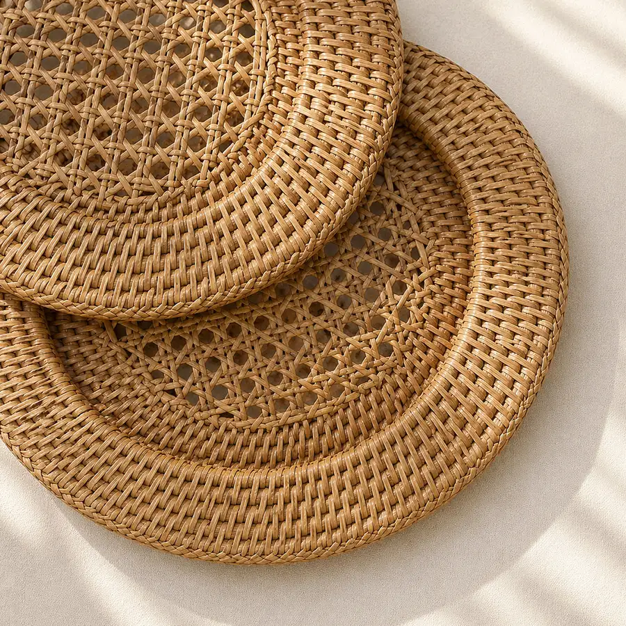 Natural Rattan Underplate (Aesthetic Home Décor Café Interior Kitchen Styling Table Mat Placemat Dish Plating Tray) — 3