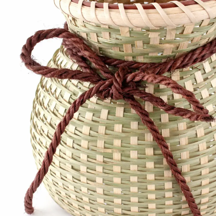 Bamboo Craft Traditional Guduk Basket (Wooden Vase Flower Arrangement Vessel Decorative Accent) — 2