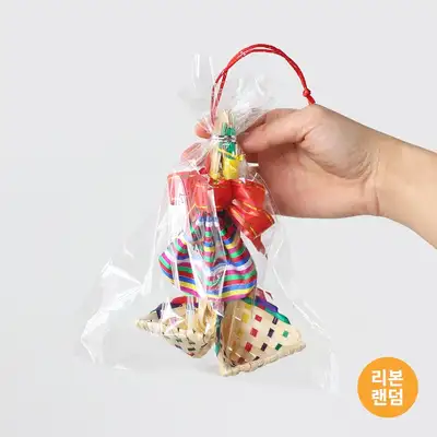 Traditional Korean New Year Blessing Set - Decorative Sieve + Ribbon + Fortune Pouch (Complete Set)