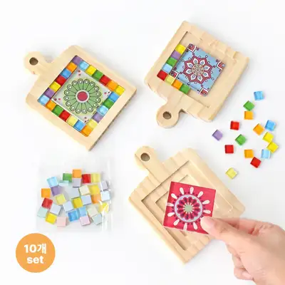 Mosaic Wood Coaster & Mini Cutting Board DIY Craft Kit Set of 10 (Tile Art, Home Craft, Art Supply)