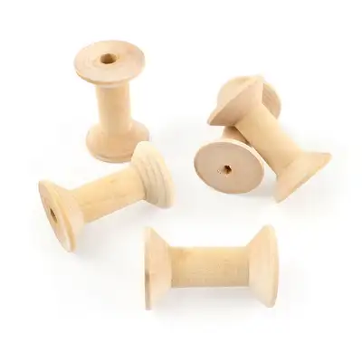 3cm x 4.5cm Wooden Bobbins Set of 5 (Wood Spool Natural Wood DIY Material Thread Winder Vintage Craft Supplies Decorative)