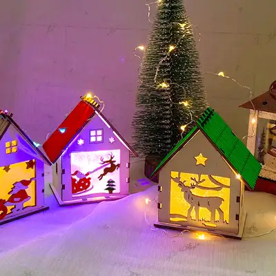 DIY Christmas Mood Light (Sensory Winter Photo Zone Decoration - Sledge, Santa, Rudolph, Snowflake LED String Light)