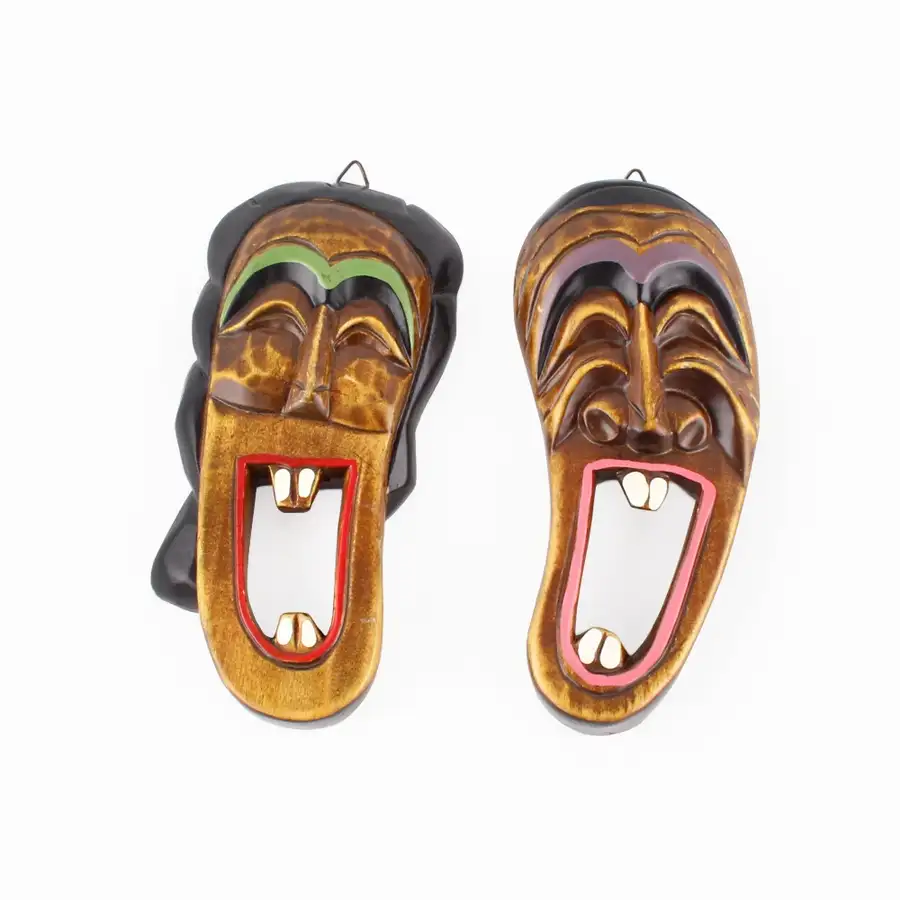 Traditional Korean Shoe Wood Carving 2P Set (Traditional Mask Interior Decor Foreign Gift Korean Souvenir Traditional Craft) — 1