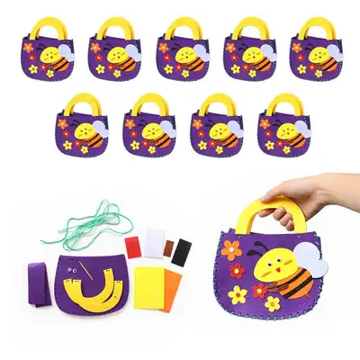 Bee Nonwoven Bag Craft Set 10-Pack (Felt Sewing Activity Art Supply Snack Basket)