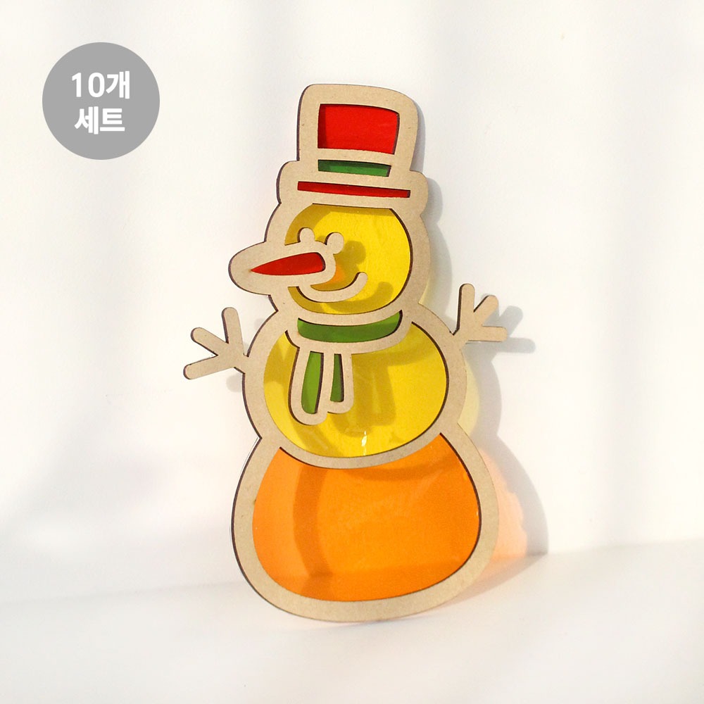 Snowman Suncatcher Craft Kit 10-Pack (Wood Craft Winter Christmas DIY Materials Room Decoration)