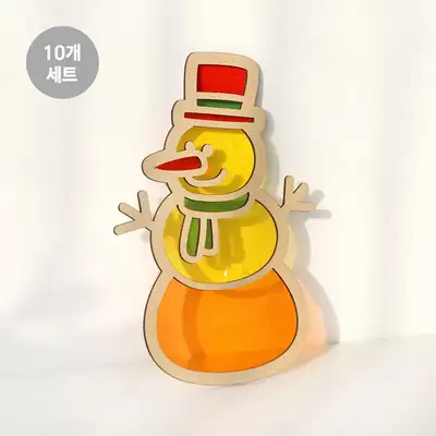 Snowman Suncatcher Craft Kit 10-Pack (Wood Craft Winter Christmas DIY Materials Room Decoration)