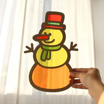 Snowman Suncatcher DIY Kit (Wood Craft Winter Christmas Decoration Making Materials Kit Room Decor Party Prop)