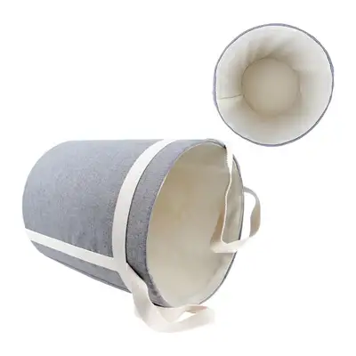 Fabric Cylindrical Handle Basket - Laundry Hamper, Toy Storage, Recycling Organizer, Multi-Purpose Storage Container