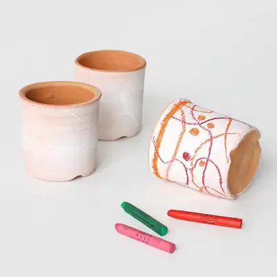 円形テラコッタ鉢デコレーション（インテリア鉢の絵付けDIY多肉植物鉢ママ手作り美術遊び）