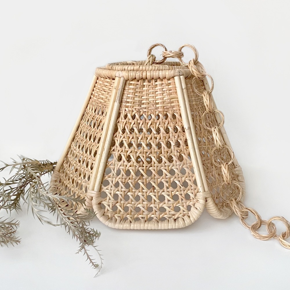 Hexagonal Flower Pendant Lamp Shade (Rattan Interior Light Shade Traditional Pub Decoration Cover)