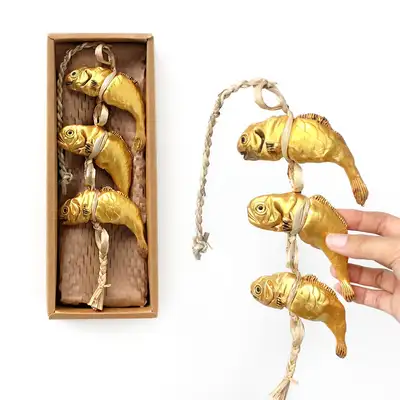 Domestic Gold Lucky Fish (Jar-in-gobi) Dried Pollock Mobile - Holiday Gift New Year Lunar New Year Chuseok Souvenir Korean Keepsake Gift for Foreigners