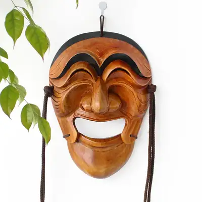 Traditional Wood Carved Yangban Mask L 2536 | Solid Wood Mask Traditional Folk Craft