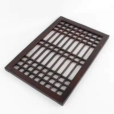 Traditional Window Frame Deep Brown 37 | Korean Hanok Door Frame Hanji Lattice