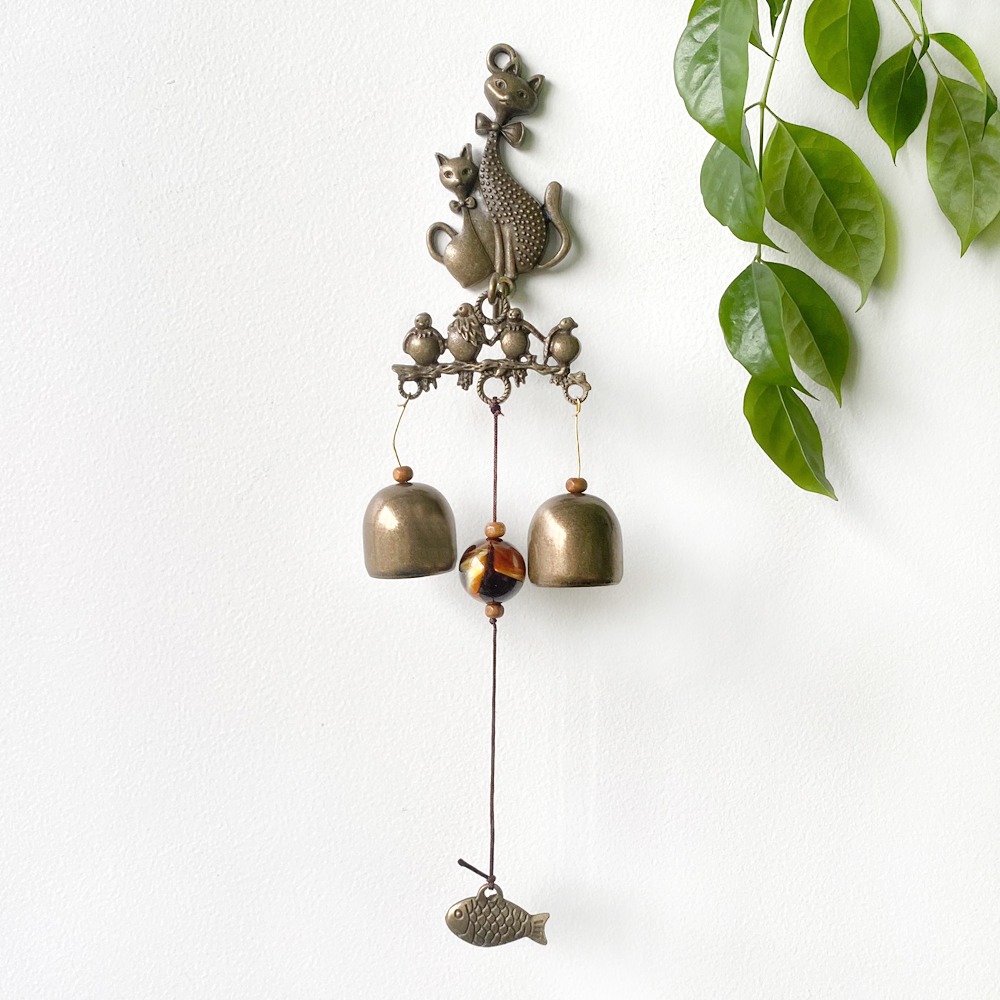 Monjong Cat Family Door Bell Wind Chime Entrance Doorbell Cafe Entrance