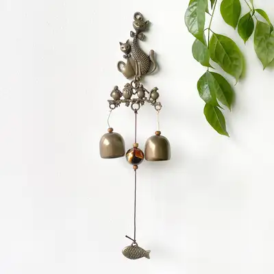 Monjong Cat Family Door Bell Wind Chime Entrance Doorbell Cafe Entrance