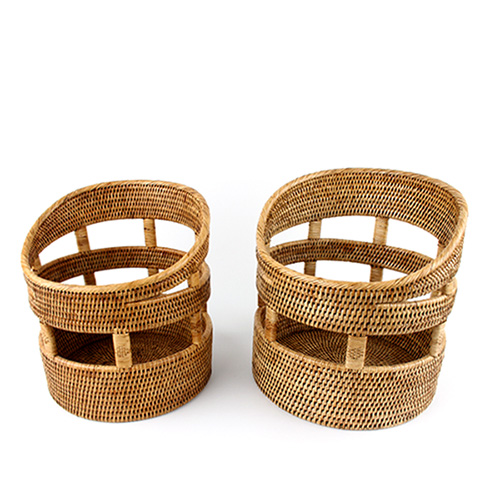 Rattan Round Baguette Basket | Fruit Bread Basket Seaweed