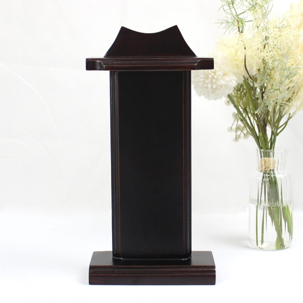 Wooden Ancestral Tablet Frame - Chestnut Tile Design (Refined Lacquer Finish)