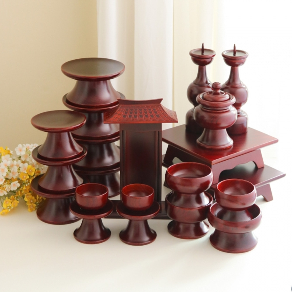Namwon Ash Wood Simple Undecorated Ritual Offering Vessel Set - 21 Pieces