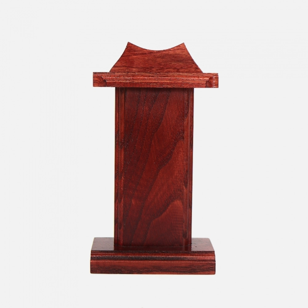 Wooden Ancestral Tablet Stand with Chestnut Wood Tile Roof Design - Mini