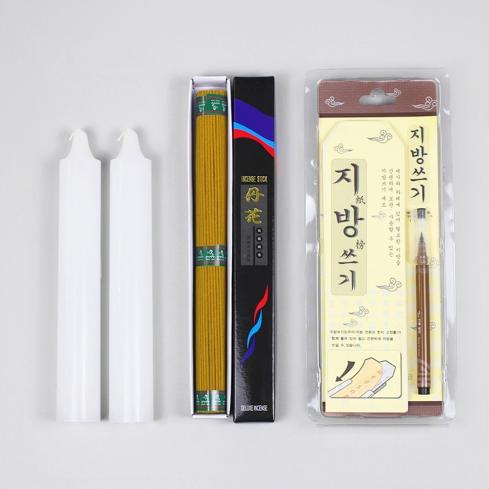 Ancestral Ritual 3-Piece Set - Candle + Fat Paper + Sandalwood Incense Tablet