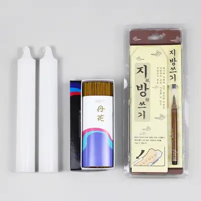祭祀用品 ろうそく+脂肪書き+段花香(段) 3種セット