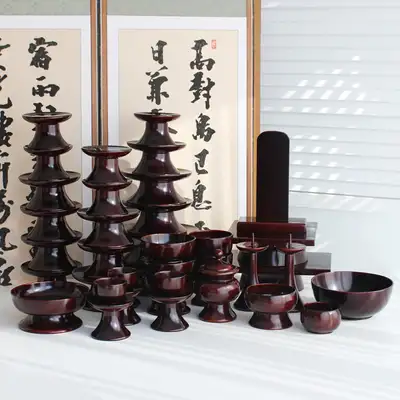 南原新特型タモ精製漆祭器38点セットB型（漆塗退酒グラス+脂肪書き）