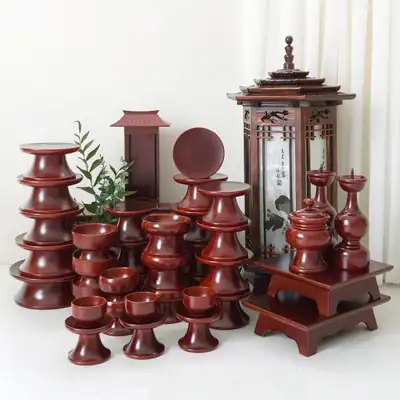南原産アヒル木製祭祀用品37点セット+霊位札書き方ガイド
