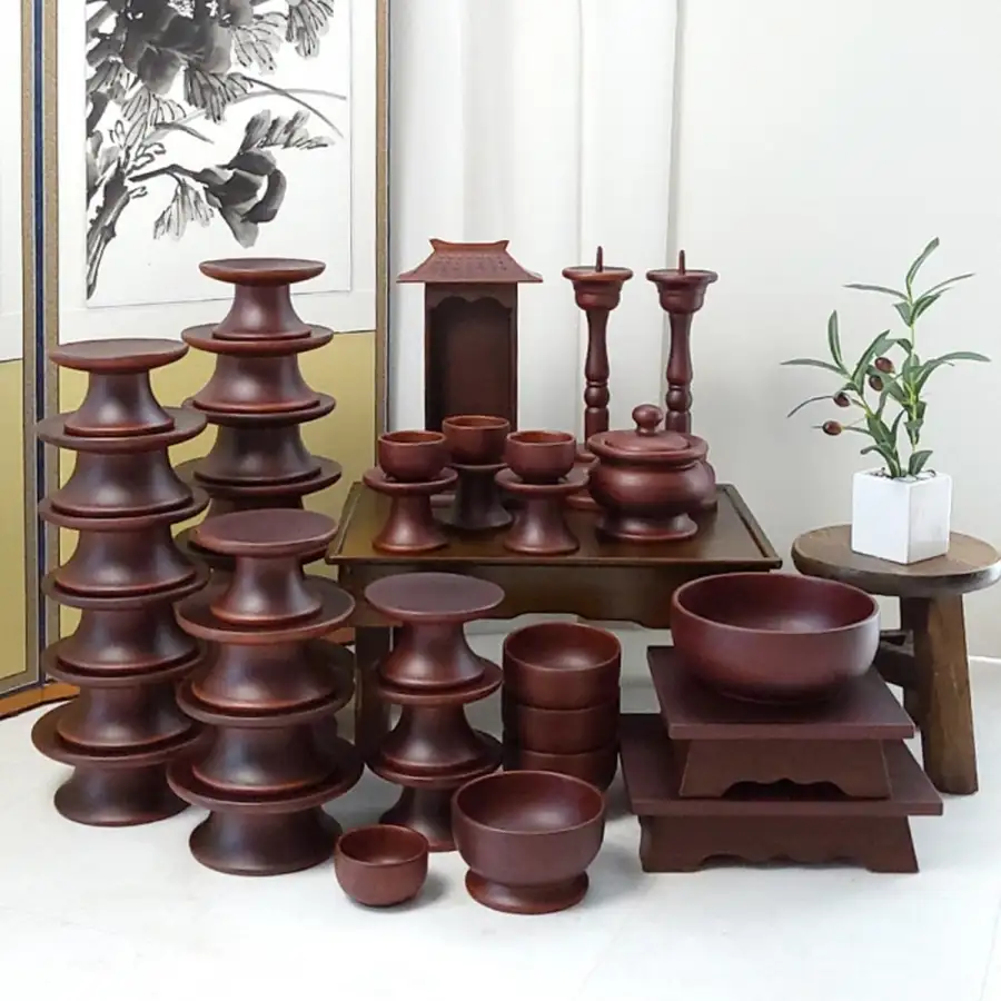 南原 タモ材 無鍛 スリーウルシ塗装祭器 37ピースセット(ウルシ塗装退主グルッ+脂肪書き)