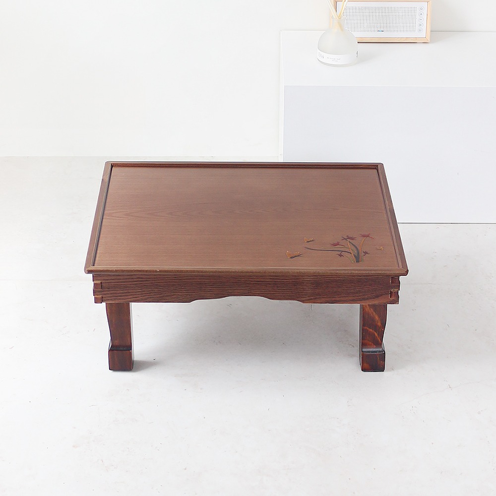 Premium Width 1.7 Antique Inlaid Tea Table (Orchid)